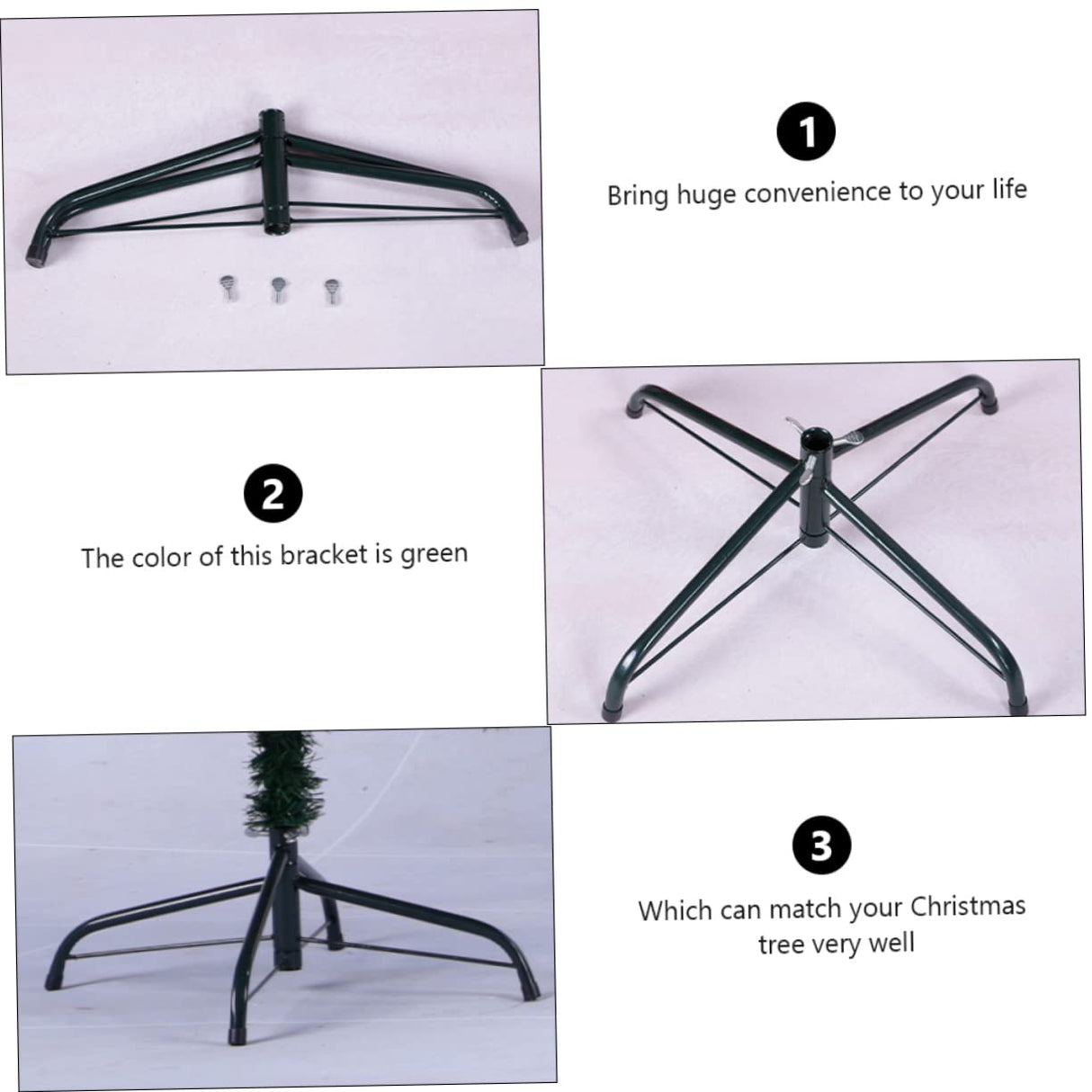 Anneome Christmas Tree Base Rotating Tripod Adjustable Stand Greenery Decor Metal Christmas Tree Stand Christmas Tree Stand for Artificial Trees Christmas Tree Rotating Base Green Fold 30cm Anneome