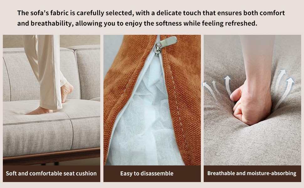 NessCarsti Modern 4-Seater Sofa for Living Room - Comfortable Timecloud Couch with Wood Frame and Metal Legs, Easy Assembly, Ideal for Office, Apartment, or Living Room, 111.81", Grey NessCarsti