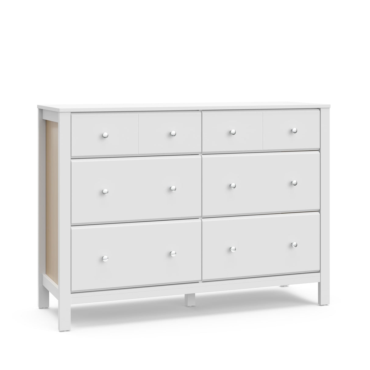 Storkcraft Horizon 6 Drawer Dresser (White with Driftwood) - GREENGUARD Gold Certified, Dresser with Interlocking Drawer System for Kids' Bedroom STORKCRAFT