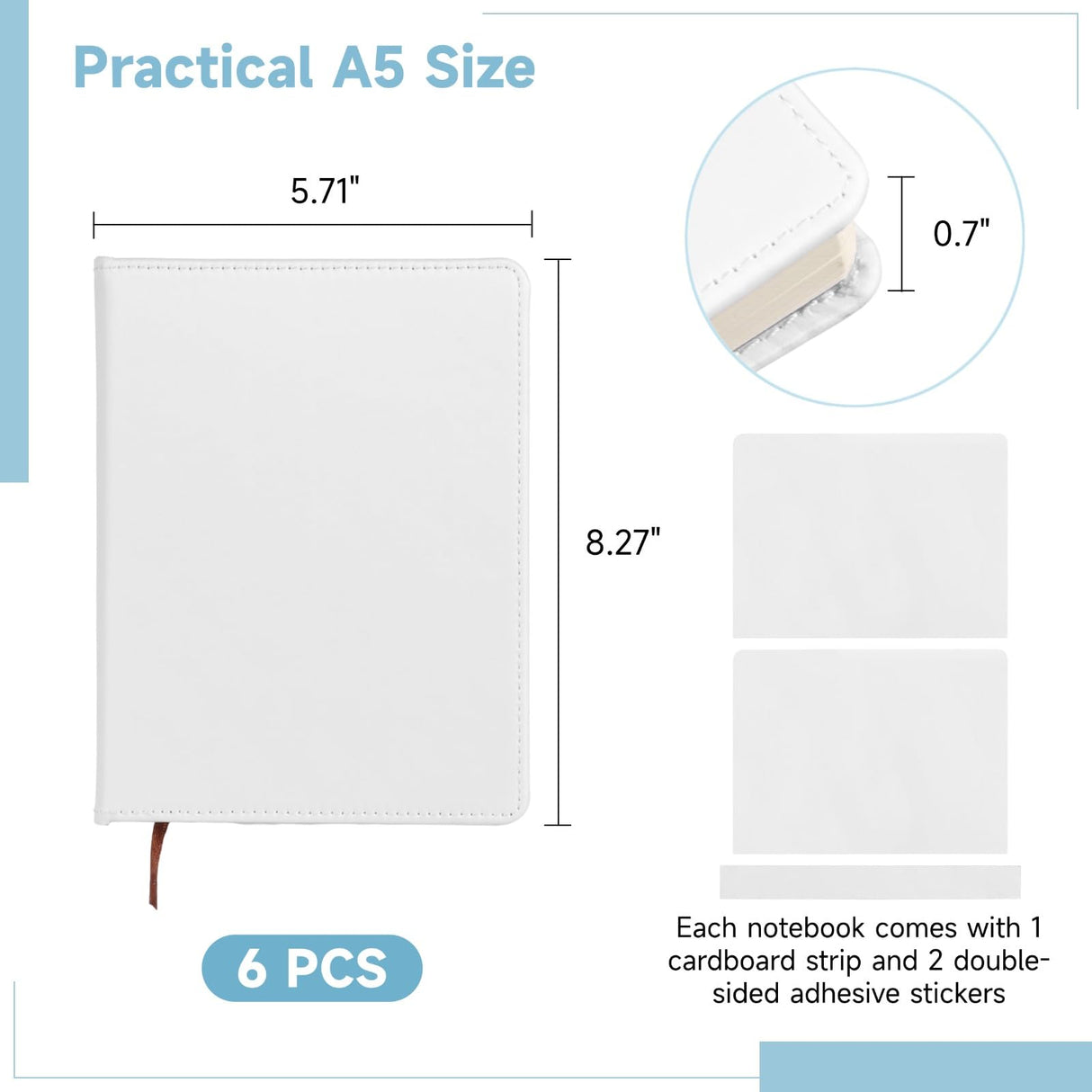 Lnrueg 6 Pcs A5 Sublimation Notebook Blank Journal 100 Pages - Hardcover PU Notebooks for Note Taking Plan Making Diary Writing - School Office Supplies… Lnrueg