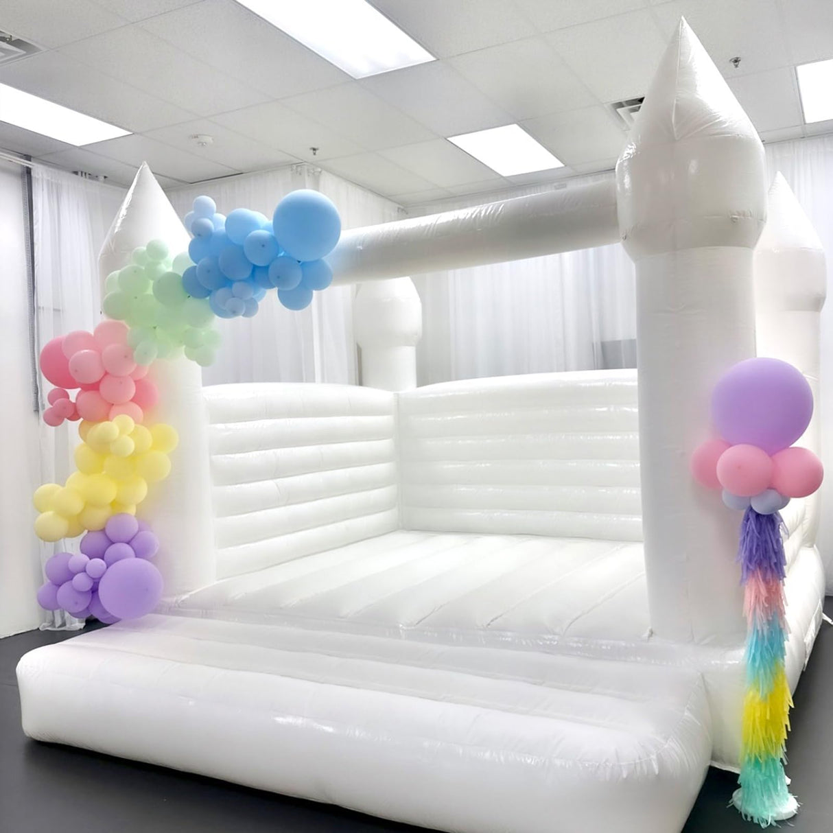 WARSUN Inflatable White Bounce House 13x12x10FT with Blower All PVC Bouncy House Castle with Large Jumping Area & D-Rings Decorate, Bounce House Castle for Wedding Birthday Party Photography Business WARSUN