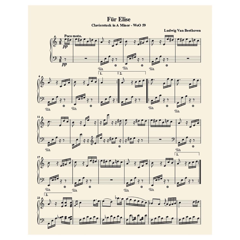 Musical Notes Fur Elise by Ludwig Van Beethoven 1000 Piece Jigsaw Puzzle for Adults by Pigment & Hue Generic