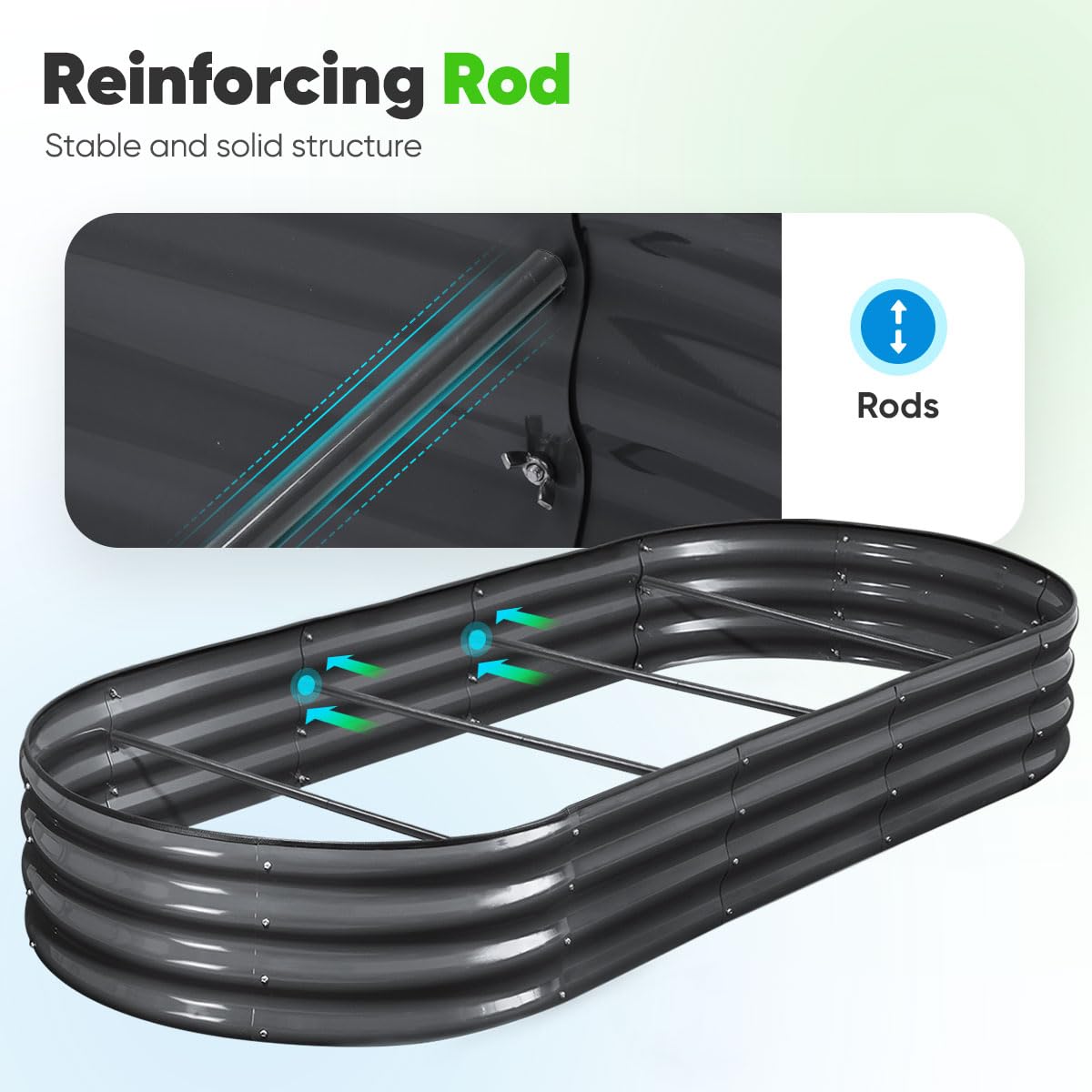 Quictent Galvanized Raised Garden Bed Kit with Self Watering System and Mesh Cover, Large Oval Metal Outdoor Planter Garden Boxes for Vegetables Herbs Flowers, 8x3x1Ft Quictent