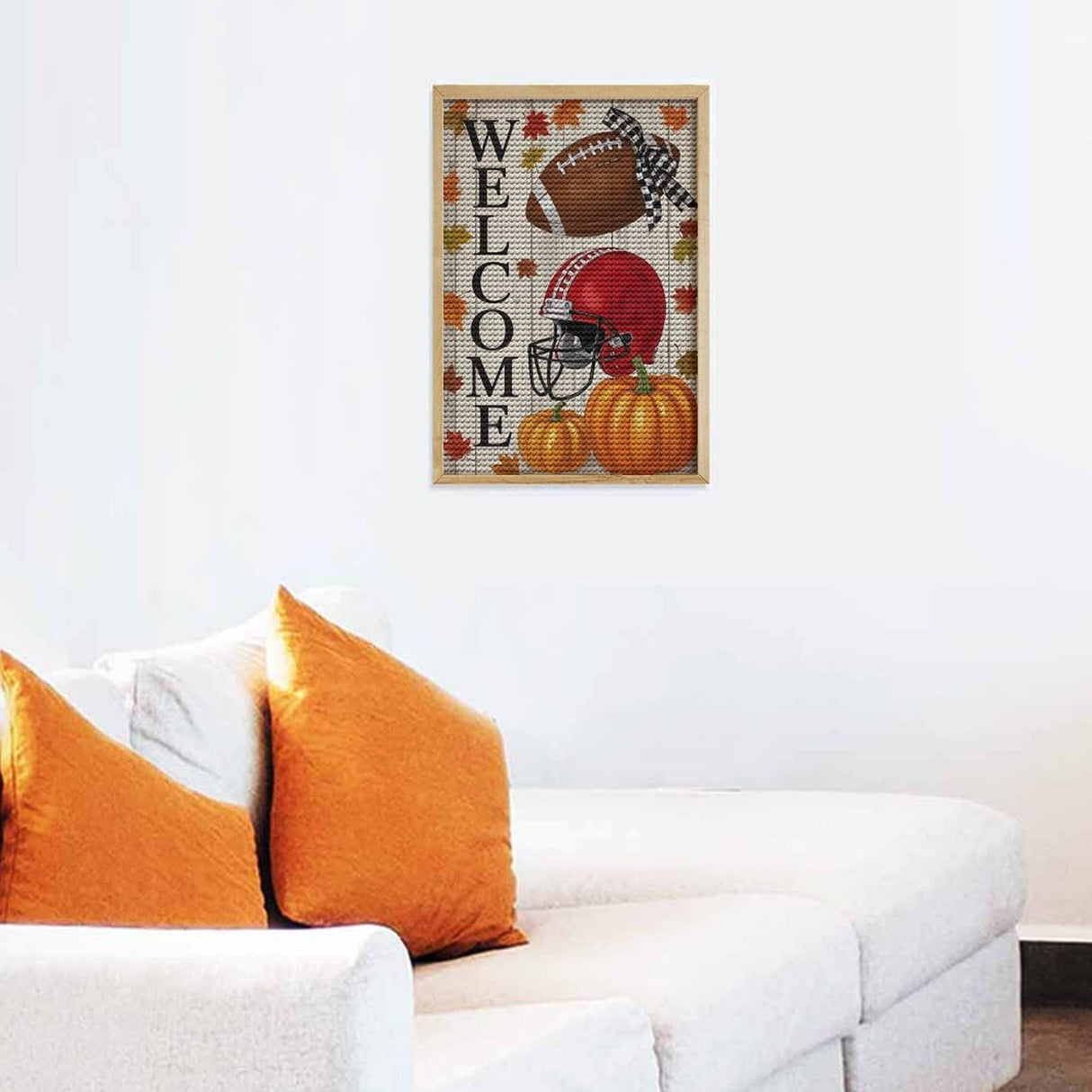 ETTUWNUI Diamond Painting Kits for Adults - Football Pumpkin Fall Welcome Painting DIY 5D Full Drill Diamond Dots Paintings with Diamonds Gem Art and Crafts Home Decor 8"x12" ETTUWNUI