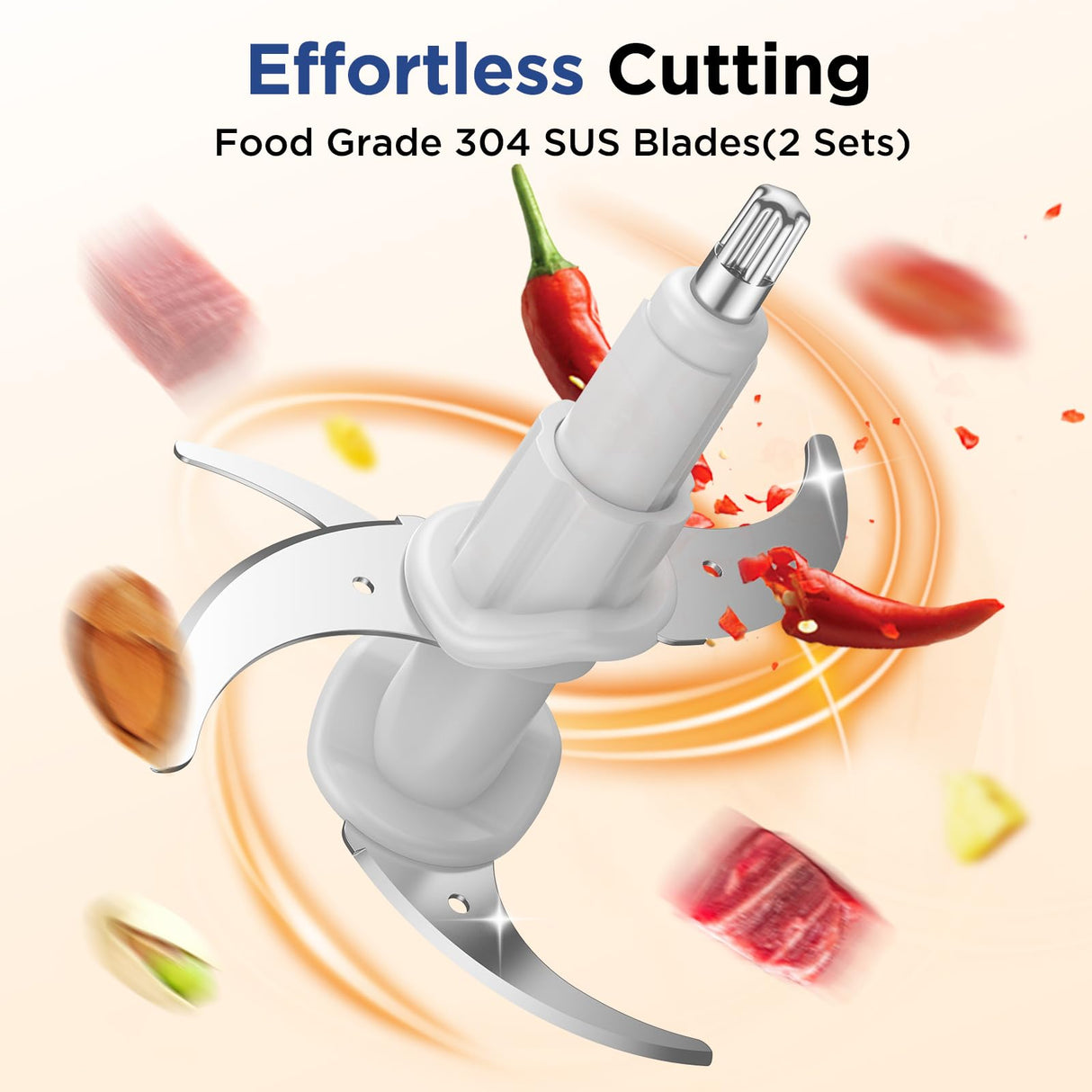 KOIOS Food Processor, 500W Electric Food Chopper with 2 Bowls (8 Cup+8 Cup) & 2 Bi-Level Blades&, Small Electric Grinder Meat Processor for Nuts, Meat, Onion, Garlic, Baby Food, Blue KOIOS