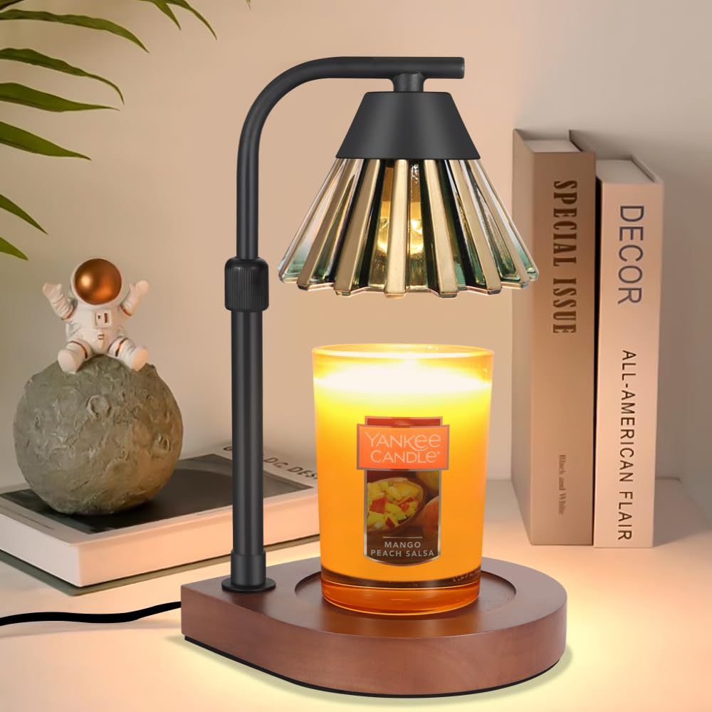 Candle Warmer Lamp with Timer & Dimmer, Farmhouse Electric Candle Lamp Wax Warmer for Jar Candles, Home Decor Gifts for Women, Grandma and Mom (09-Golden Green) copinpin