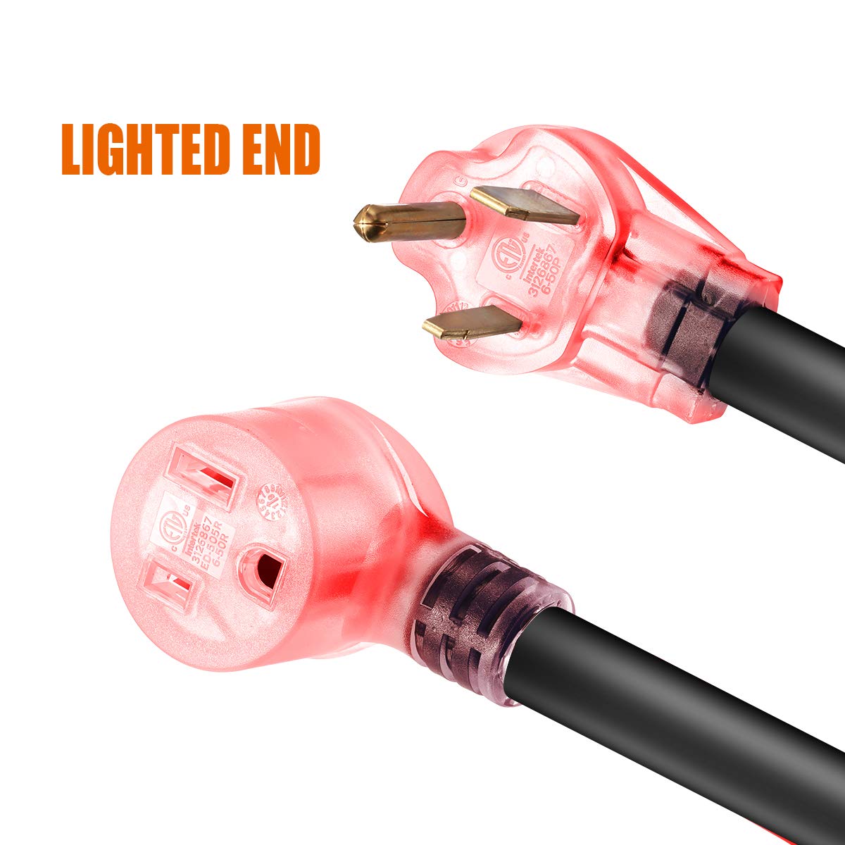 Miady 25ft 50AMP Welder Extension Cord, 8 Gauge Heavy Duty Industrial NEMA 6-50 Welding Machine Cord with Lighted End, ETL Approved Miady