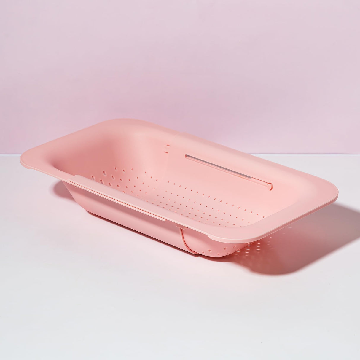 Paris Hilton Over the Sink Expandable Colander, Extendable Strainer, Adjustable from 14.5 inches to 19.5 inches, Fits most kitchen sinks, Made without BPA, Pink Paris Hilton