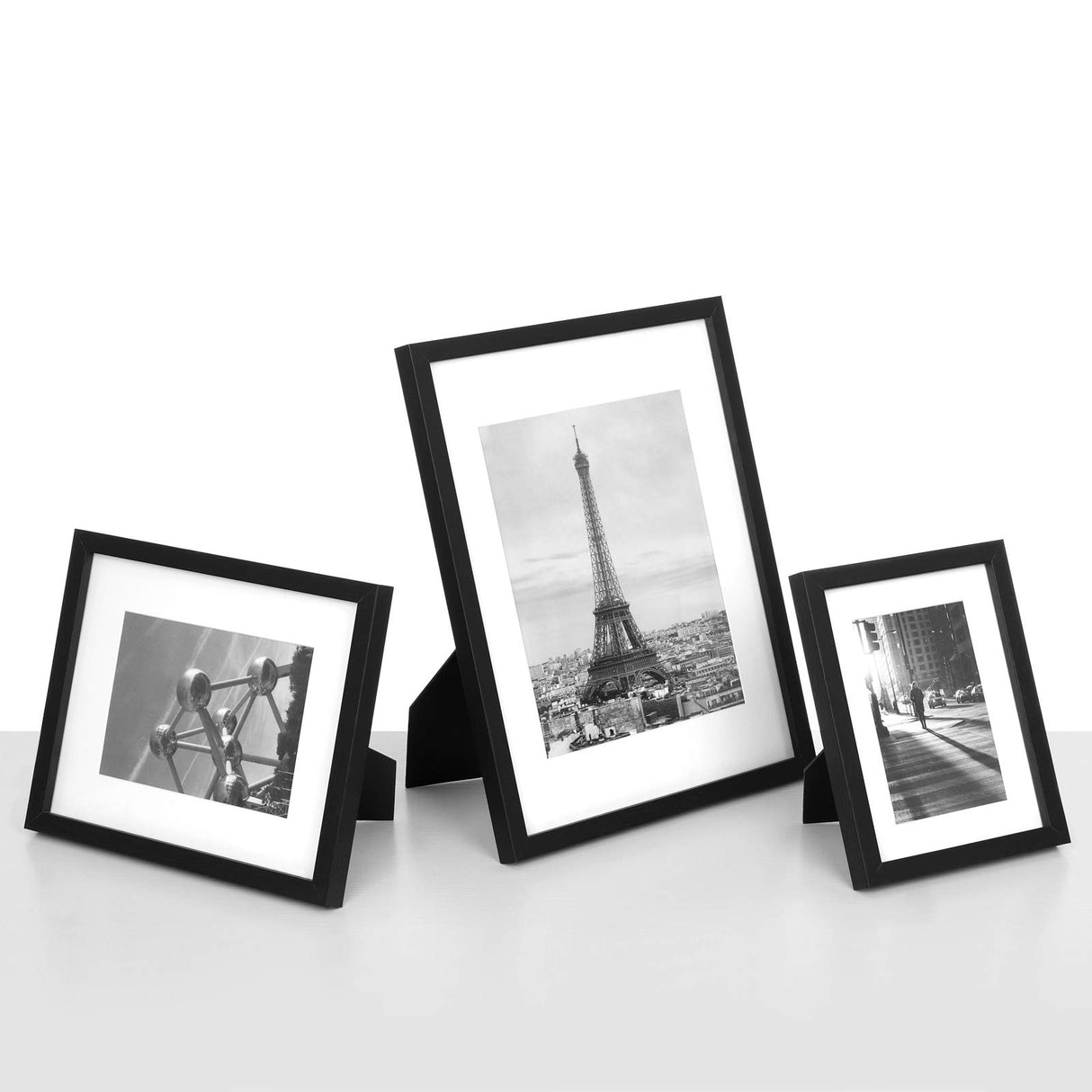 SONGMICS Gallery Wall Frame Set, Multi Picture Frames Set of 7, One 11x14, Two 8x10, Four 6x8 Collage Photo Frame with White Mat, Glass Front, Hanging or Tabletop Display, Black SONGMICS