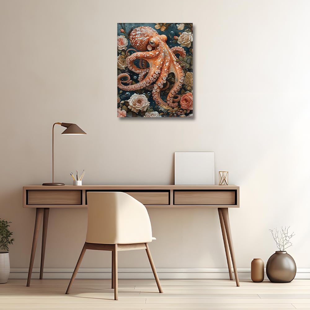 HULDFRDA Paint by Numbers Kit for Adults Octopus Paint by Numbers Kit Octopus Adult Paint by Number Kits on Canvas Octopus Paint-by-Number DIY Painting by Number Crafts for Wall Decor, 16 x20 Inch HULDFRDA