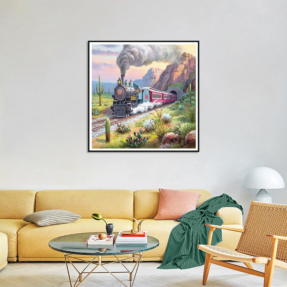 Acudotr Diamond Painting Kits for Adults, 5D DIY Diamond Art Kits for Beginners, Full Drill Diamond Painting Kits for Home Wall Decor, Train, 12x12 Inch Acudotr