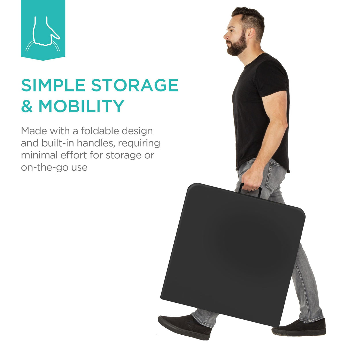 Best Choice Products 4ft Plastic Folding Table, Indoor Outdoor Heavy Duty Portable w/Handle, Lock for Picnic, Party, Camping - Black Best Choice Products