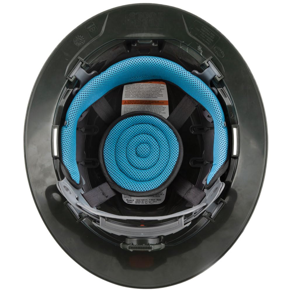 Klein Tools 60347 Hard Hat, Vented Full Brim, Class C, Premium KARBN Pattern, Rechargeable Lamp, Padded Sweat-Wicking Sweatband, Top Pad Klein Tools