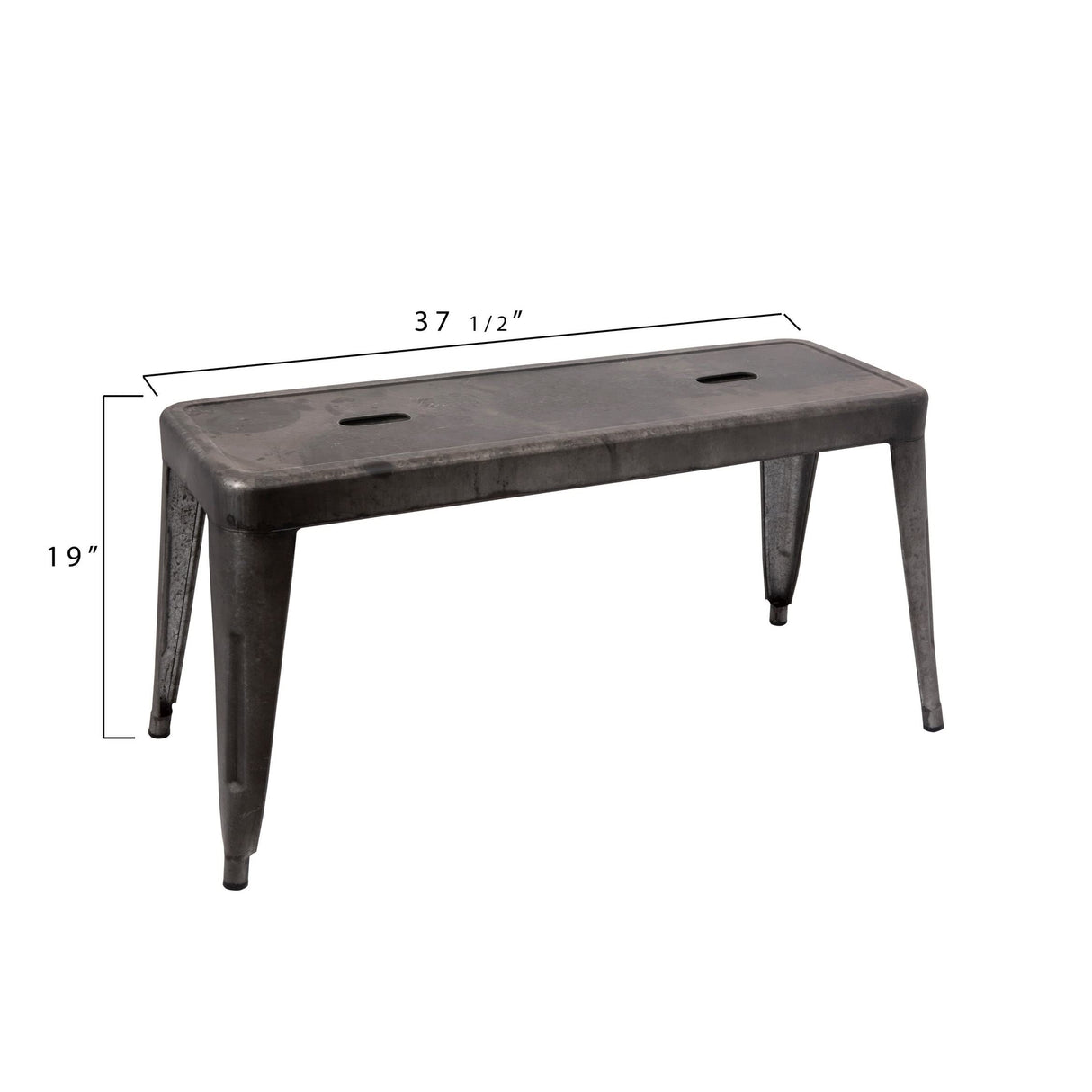 Creative Co-Op Grey & Brown Galvanized Metal Bench Creative Co-Op