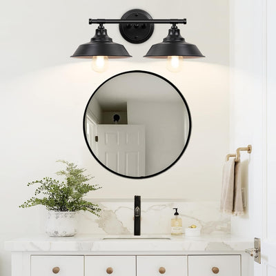 Adcssynd Farmhouse Vanity Light, 2-Lights Farmhouse Bathroom Light Fixtures Black Finish Metal, Rustic Vanity Lights for Bathroom, 20 Inch Wall Sconce Over Mirror Cabinet