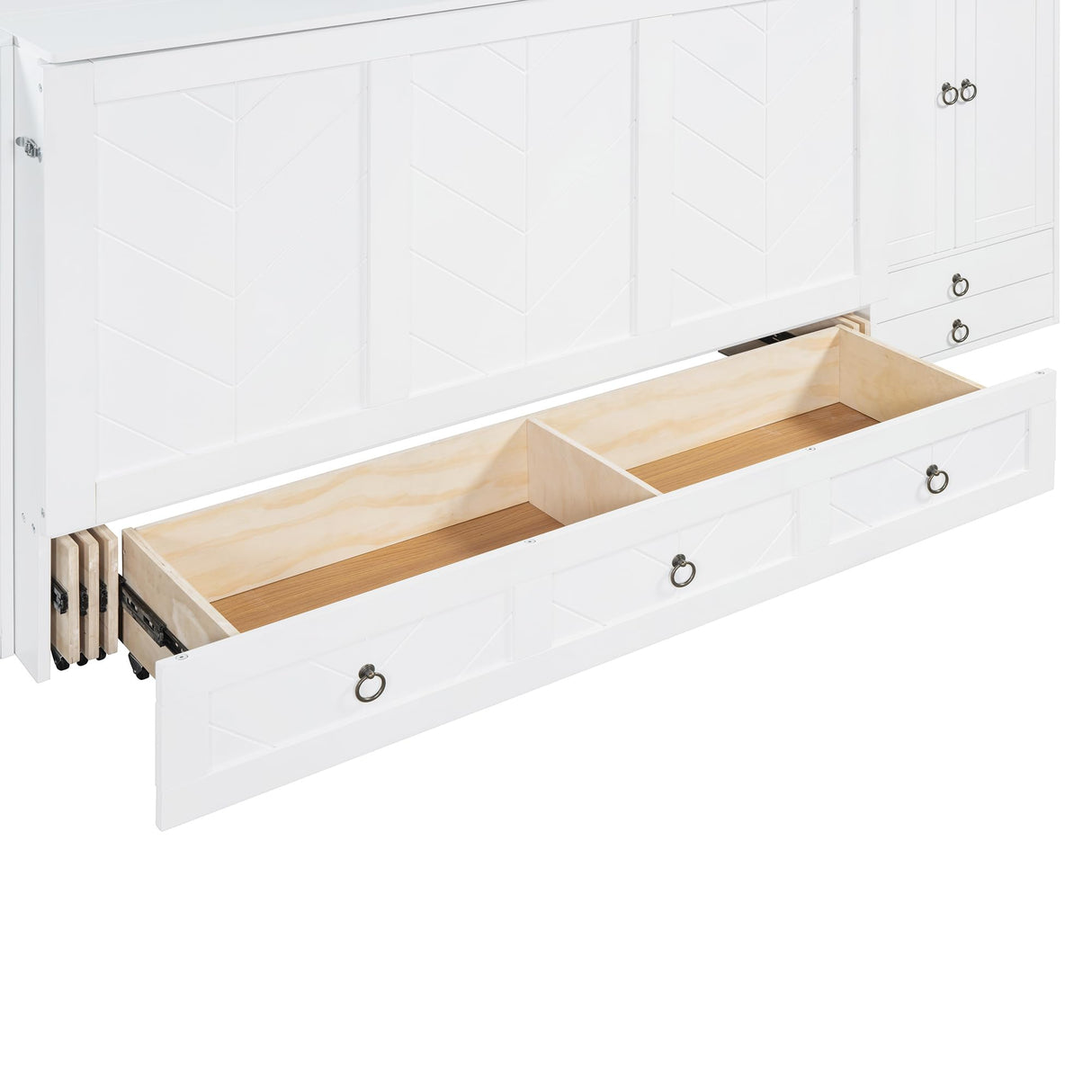 Queen Size Murphy Wall Bed, Solid Pine, USB Charging Station, Bookshelves, Storage Wardrobes - White Harper & Bright Designs