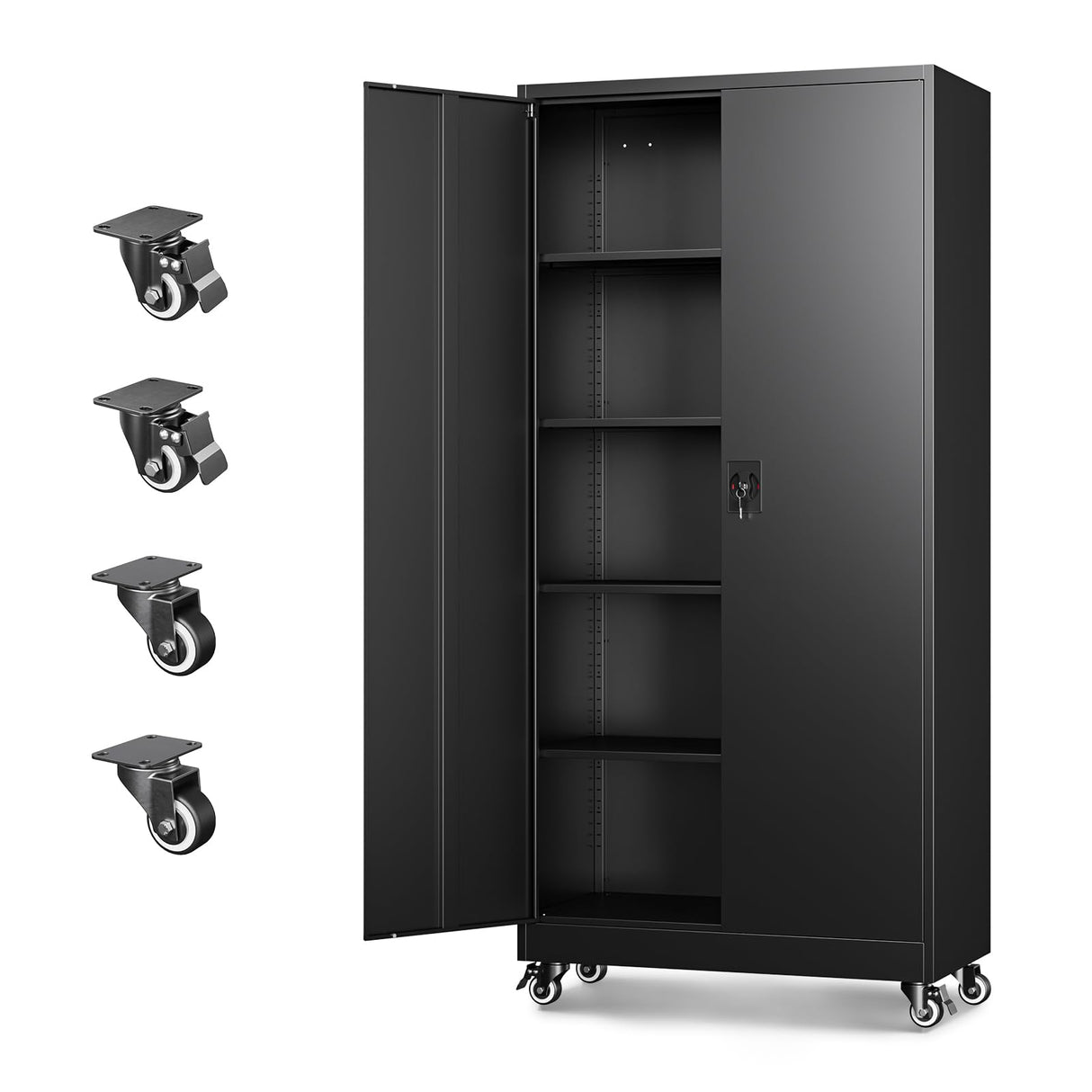 Letaya Metal Garage Storage Cabinets with Lock Door and Adjustable Shelves, Steel Tool Cabinets for Home,Office,Warehouse Organisieren (Black, 75" H) Letaya