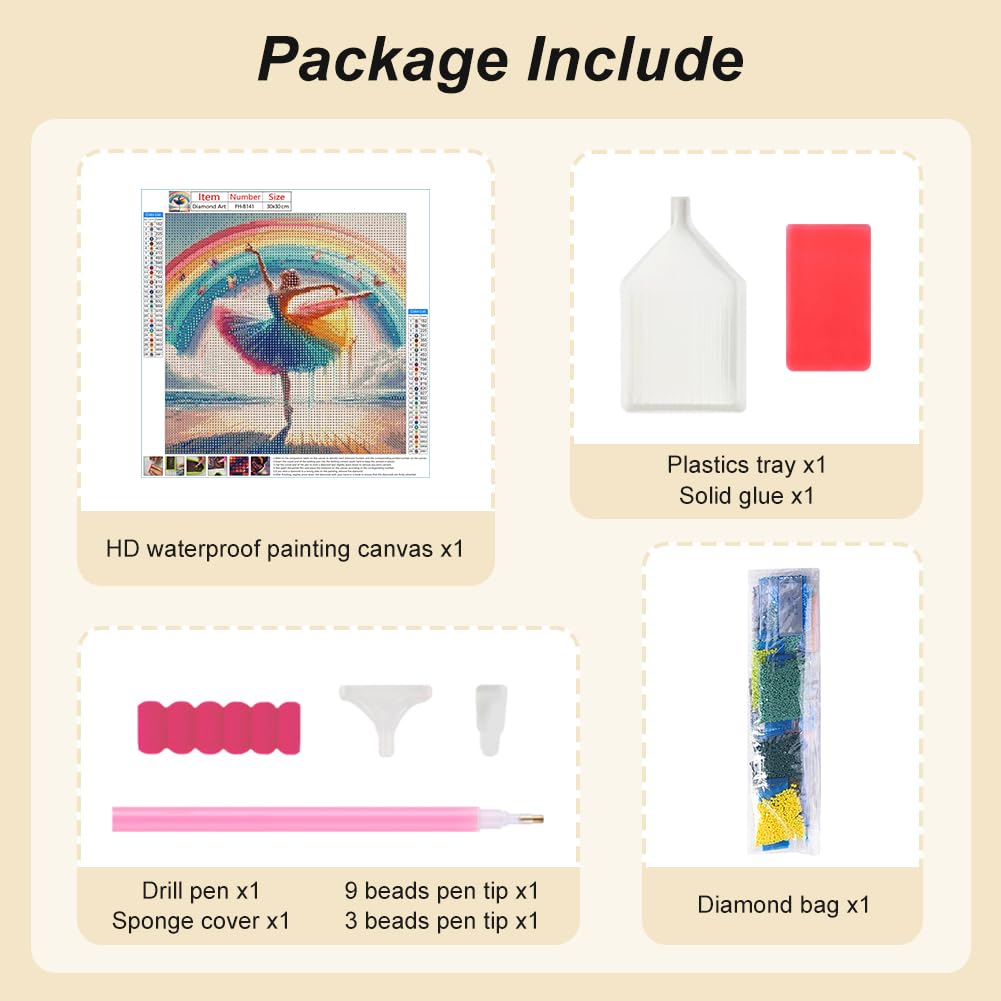 FHBUBPUP Rainbow Diamond Painting Kits for Adults, Dancing Woman Diamond Art Kits for Beginners, 5D DIY Full Drill Round Diamond Point Gem Art, Craft Gift Suitable for Home Wall Decoration 12×12Inch FHBUBPUP