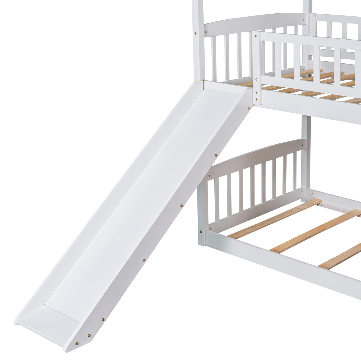 Harper & Bright Designs Kids House Bunk Beds with Slide, Wooden Twin Over Twin Bunk Bed Frame with Ladder, Guardrails, Bunk House Bed for Kids, Teens, No Box Spring Needed Harper & Bright Designs