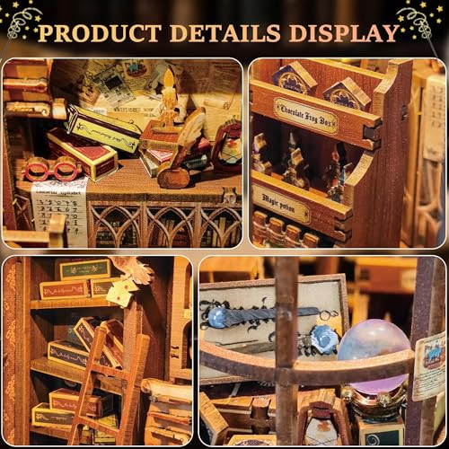Book Nook Kits for Adults: SUNNINO Book Nook Kit Model Kits Craft Kits for Adults - DIY Miniature Doll House Kit for Bookshelf Booknook Tiny House with Sensor Led Light