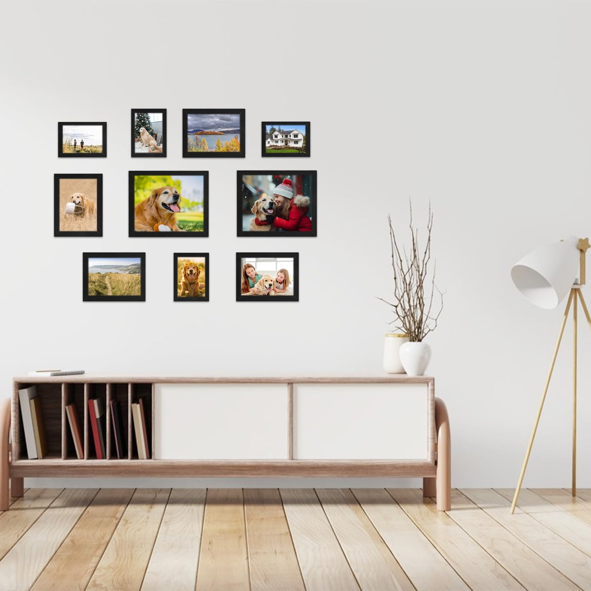 Rexllon Black Picture Frames Collage Wall Decor 10 Pack, Gallery Wall Frame Set for Wall Mounting or Tabletop Display, Multi Sizes Including 8x10, 5x7, 4x6 Family Photo Frames Rexllon