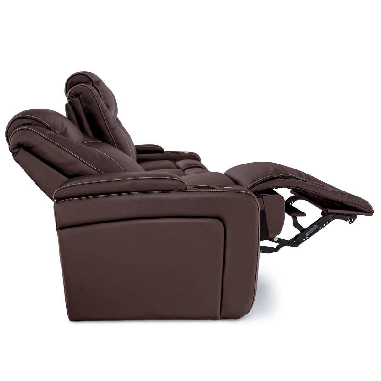 Seatcraft Concerto Heat & Massage, Italian Leather Loveseat w/Storage Console, Power Headrest, Power Recline, Brown Seatcraft