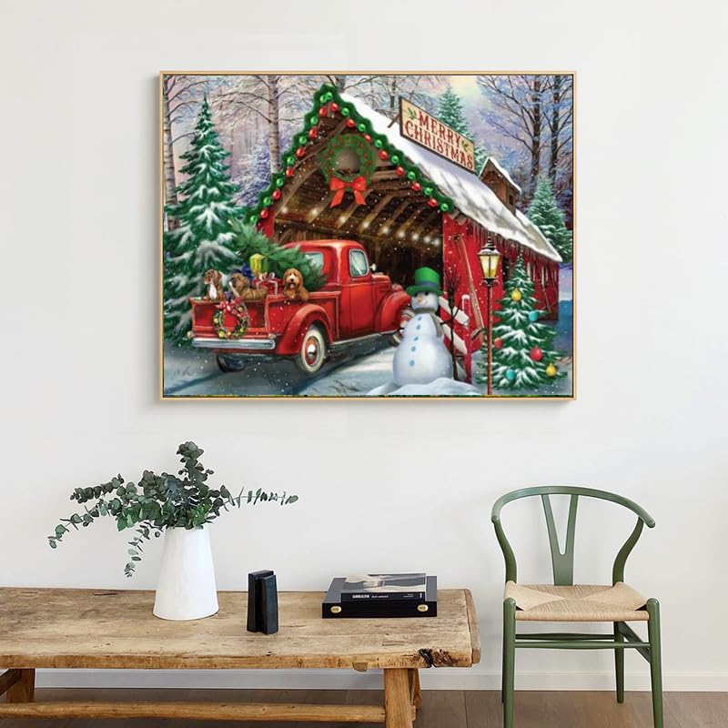 Eiazuiks Christmas Paint by Number for Adults. Truck Paint by Numbers for Adults Beginner Drawing Paintwork with 3 Paintbrushes Paint Canvas Oil Painting 16” x 20” Eiazuiks