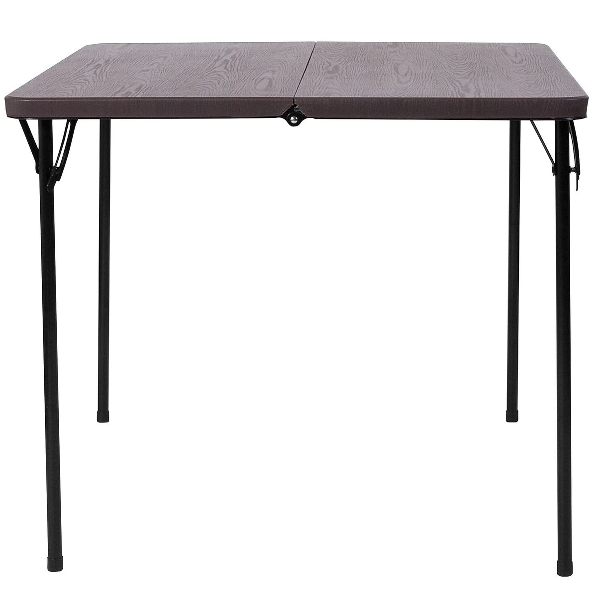 Flash Furniture Dunham 2.83-Foot Square Bi-Fold Brown Wood Grain Plastic Folding Table with Carrying Handle Flash Furniture