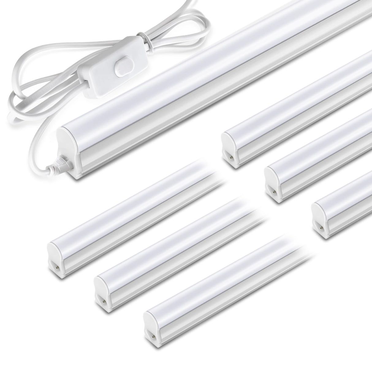 Pak 4FT LED Shop Light, 2300LM 6500K Cool White, 20W Energy-Saving Super Bright Linkable T5 Ceiling and Under Cabinet Lighting Fixture for Garage, Workshop, Basement, Warehouse, FCC Certified, 6 Pack Paklighting