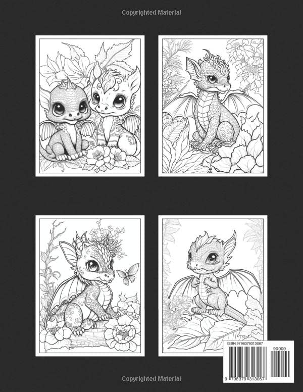 Baby Dragons COLORING BOOK: Cute designs for kids and adults to color and enjoy. WoodArtSupply