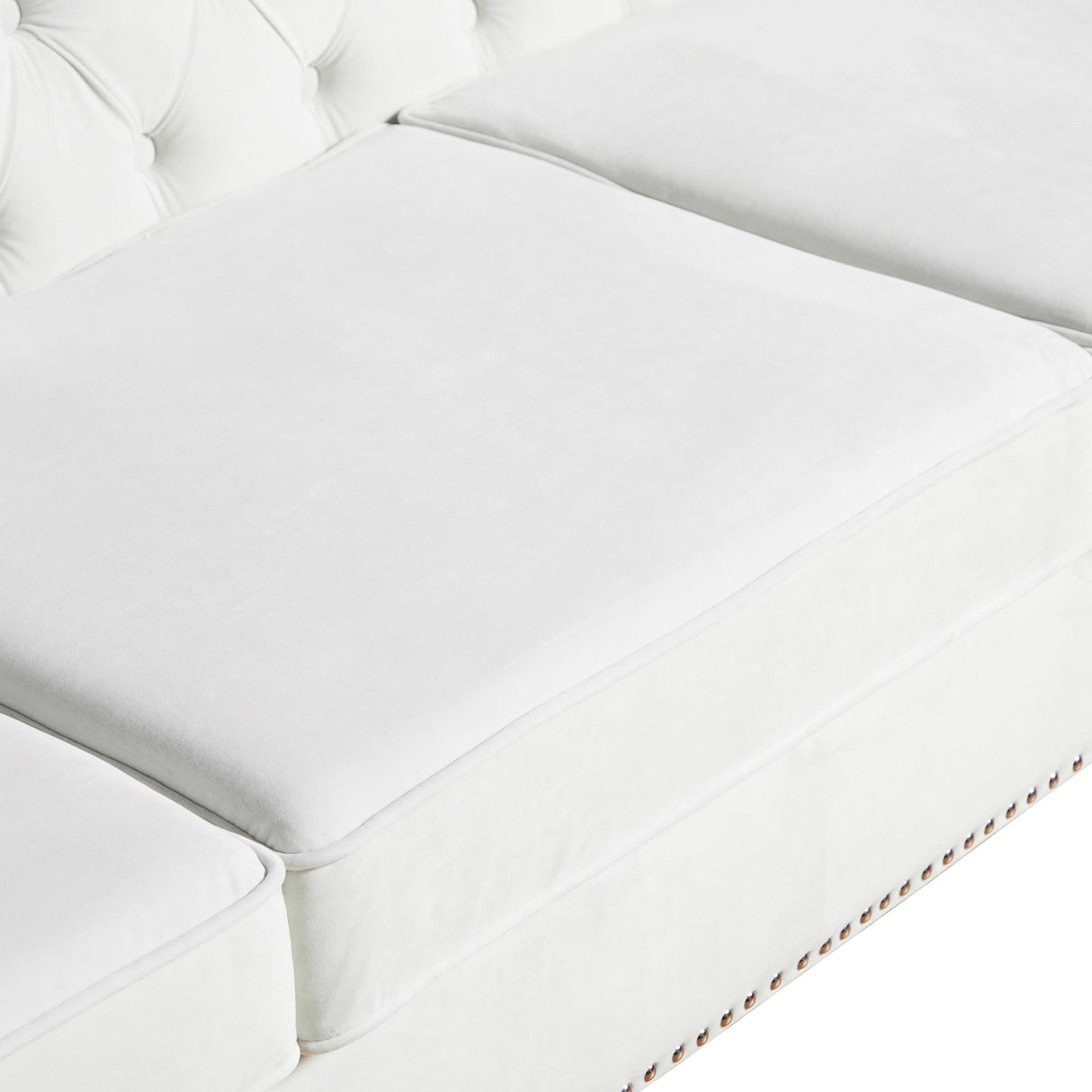 LEVNARY Chesterfield Loveseat Velvet, Upholstered Sofa with Button-Tufted Back, Mid-Century Modern Sofa with Solid Wood Legs, 2 Seater Couches for Living Room (White) LEVNARY