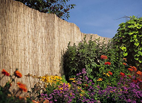 Master Garden Products RF-6 Natural Woven with Black Nylon Coated Wire, 6'H x 14'L Reed Fence, Yellow Master Garden Products