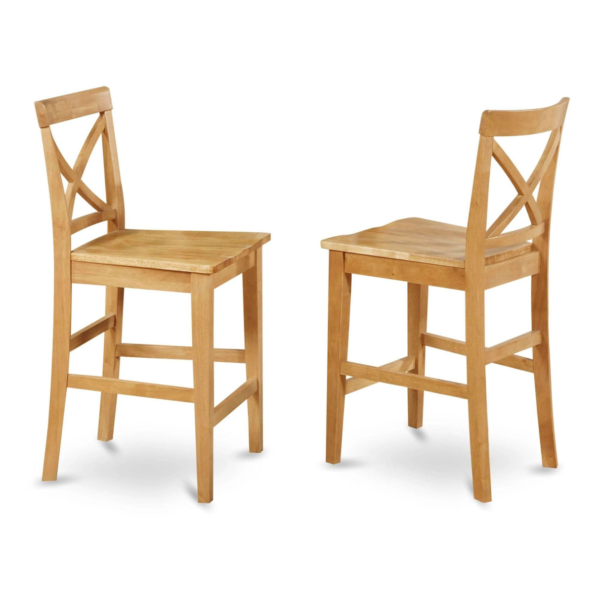 East West Furniture PBS-OAK-W Pub Counter-Height Bar Stool - Pub Height Kitchen Chairs, Set of 2, Oak East West Furniture
