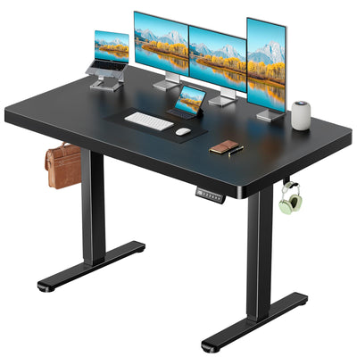 Marsail 63 x 30 Electric Standing Desk with One-Piece Desktop, Sit Stand Desk with Thickened Tabletop, Height Adjustable Stand Up Desk with Cable Management for Home Office(Frame+Desktop, 2 Packages)