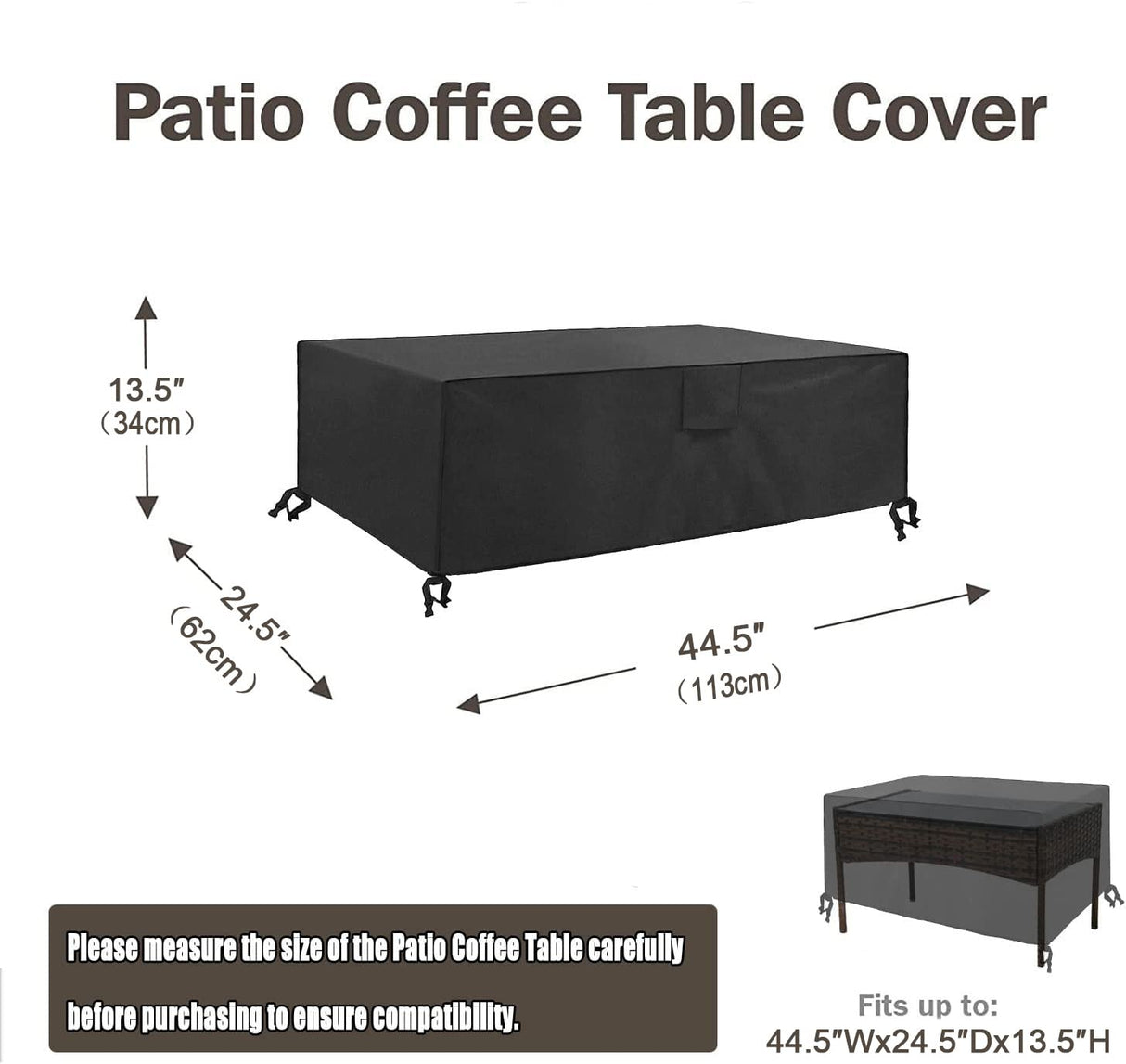SIRUITON Patio Furniture Covers, Outdoor Furniture Cover Waterproof 4-Piece, Patio Furniture Set Covers, Heavy Duty Durable and Water Resistant Fabric, Fit for Chairs, Couch, Coffee Table, Black SIRUITON