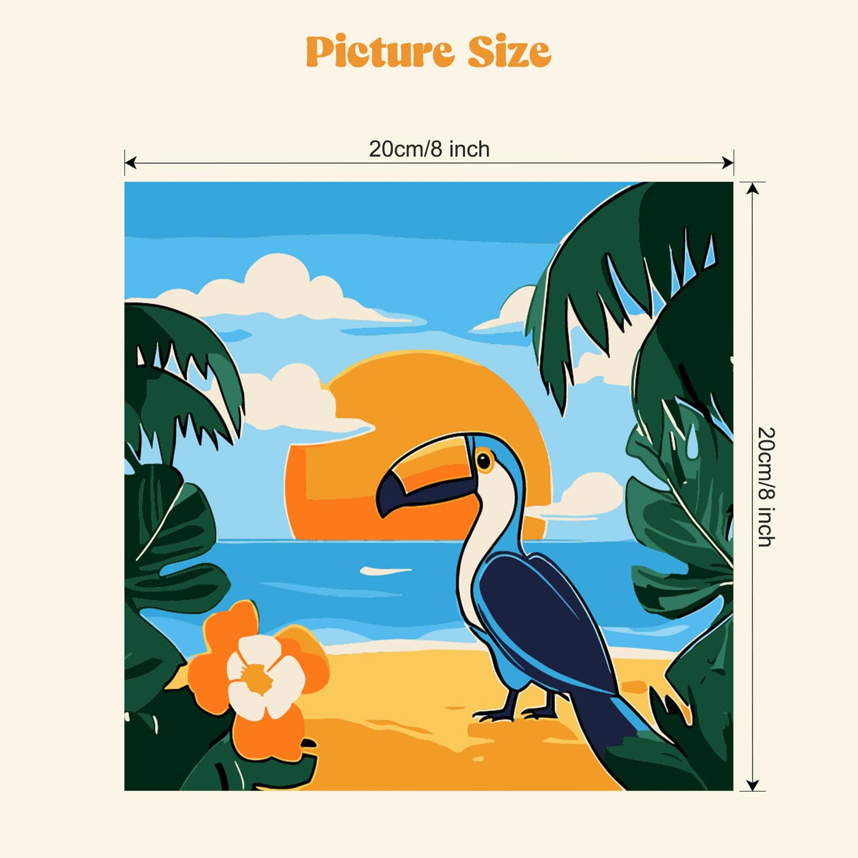 MXJSUA 4 Pack Beach Sea View Paint by Numbers Kit with Framed Canvas for Ages 6-12 Kids, Paint by Numbers Kits for Adult Beginners, Acrylic Oil Painting for Home Wall Decor Gift (8x8 inch) MXJSUA