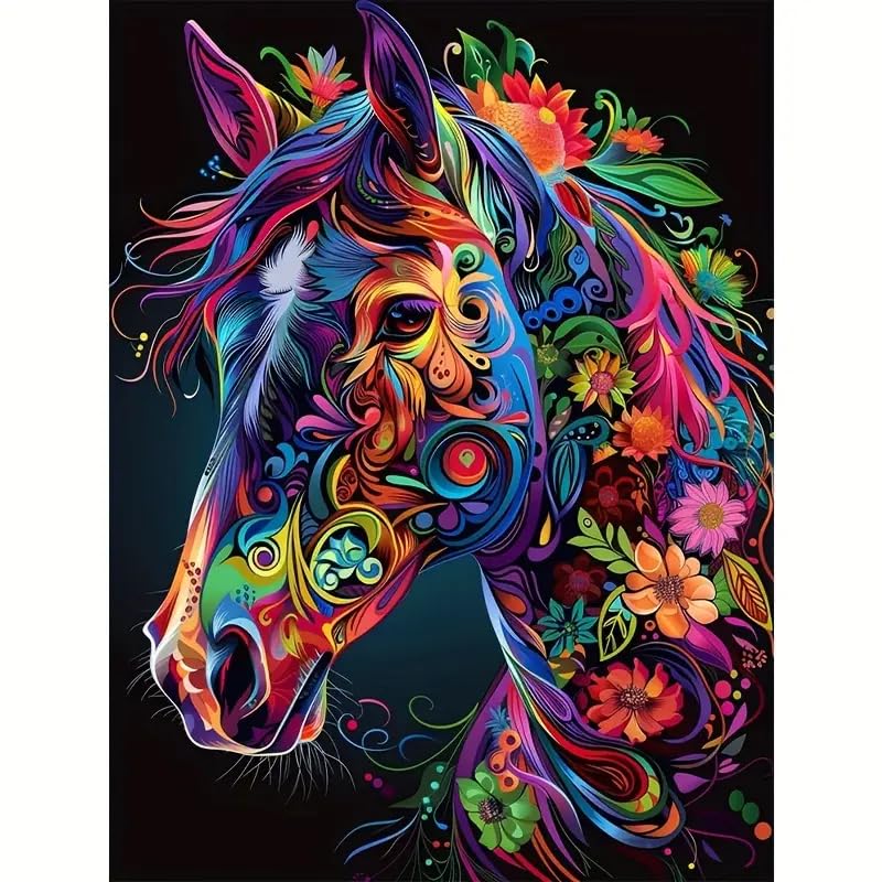 Horse Diamond Painting Kits for Adults Beginners - Horse Diamond Art Kits for Adults, Full Drill DIY 5D Diamond Painting Gem Art Crafts Kits for Home Wall Decor 12x16 in croshom