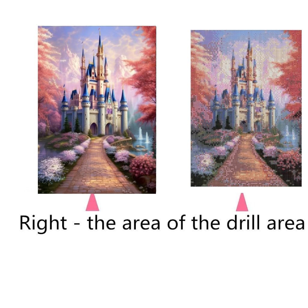 DIY 5D Diamond Art Painting Kit Cartoon Cross Stitch Diamond Art Painting Picture Kit Canvas Diamond Rhinestone Crystal Cross Stitch Embroidery Picture Adult Home Decor Wall Decor -pink castle HexinYigjly