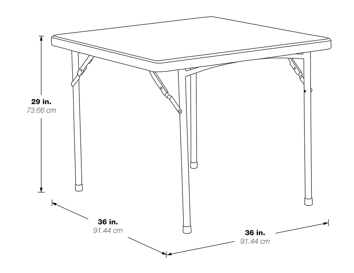 Office Star Resin Sqaure Multipurpose Table with Collapsible Legs, Indoor Outdoor Use for Banquets, Picnics, and Parties, 36 Inch, Square Office Star