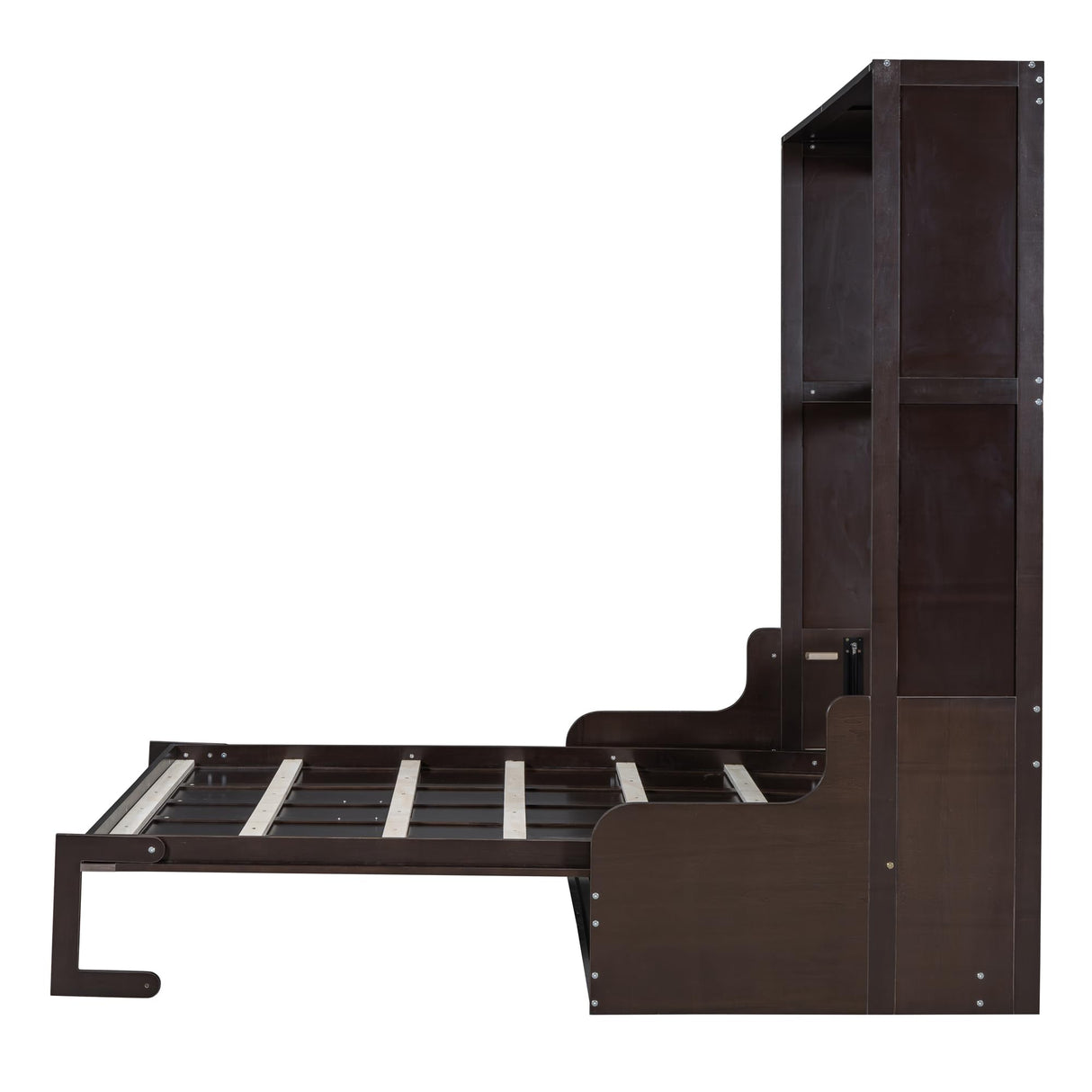 HABITRIO Queen Size Murphy Bed, Wooden Queen Murphy Bed Wall Bed with Sofa and Cushion, Espresso HABITRIO