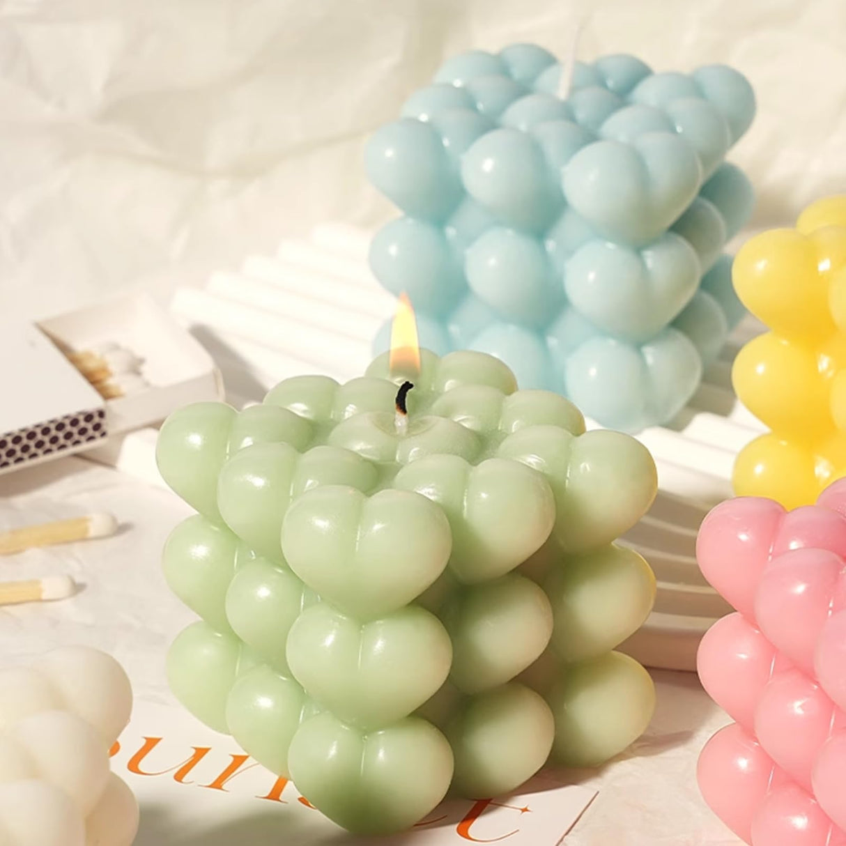 EuTengHao Silicone Candle Molds Set for Candle Making with Candle Wicks, 3D Silicone Mold for Soy Wax, Soap, Cake, Dessert DIY Scented Candle Craft Making EuTengHao