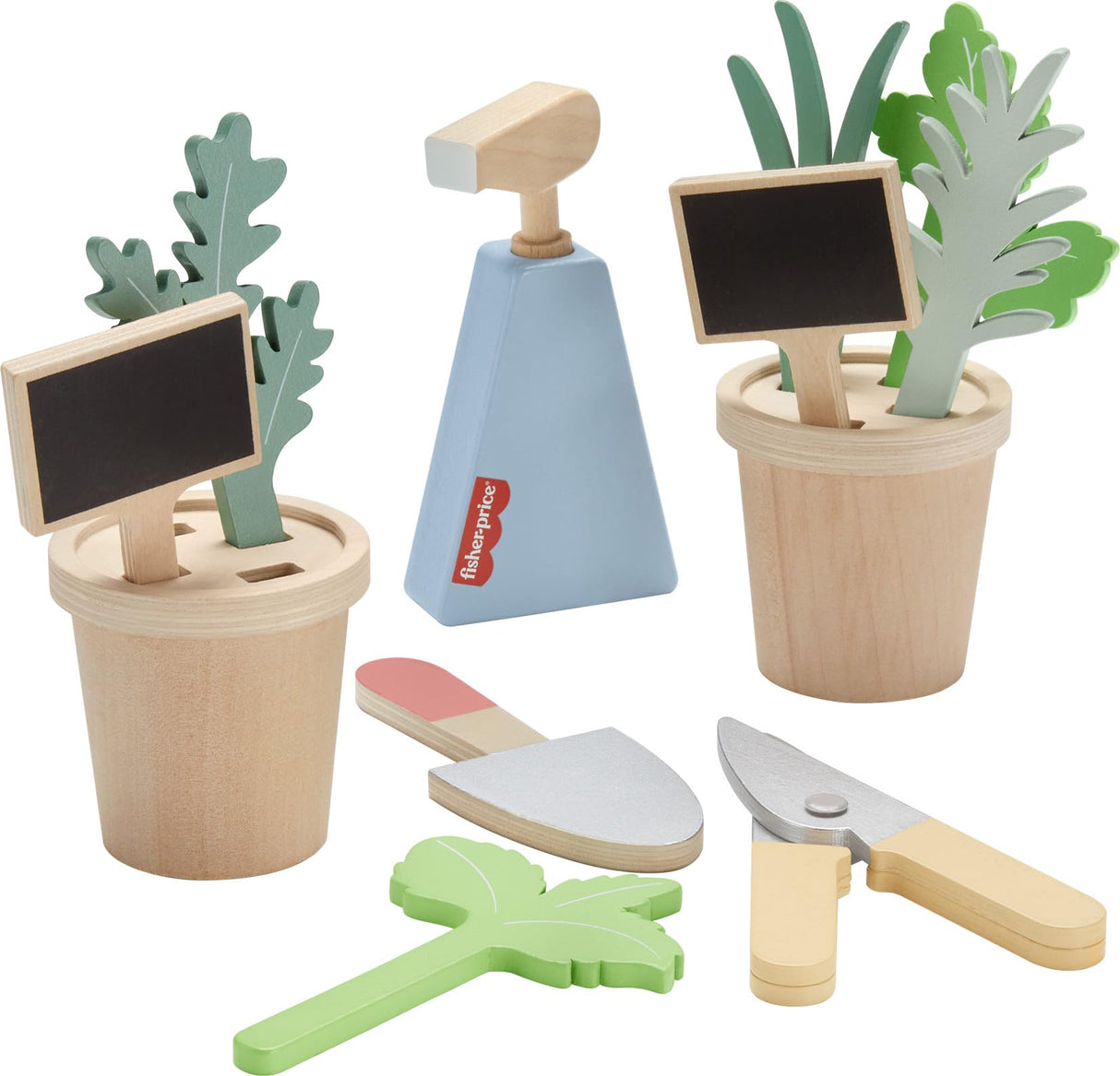 Fisher-Price Preschool Toy Wooden Herb Garden and Tools Playset, 12 Wood Pieces for Pretend Play Kids Ages 3+ Years Fisher-Price