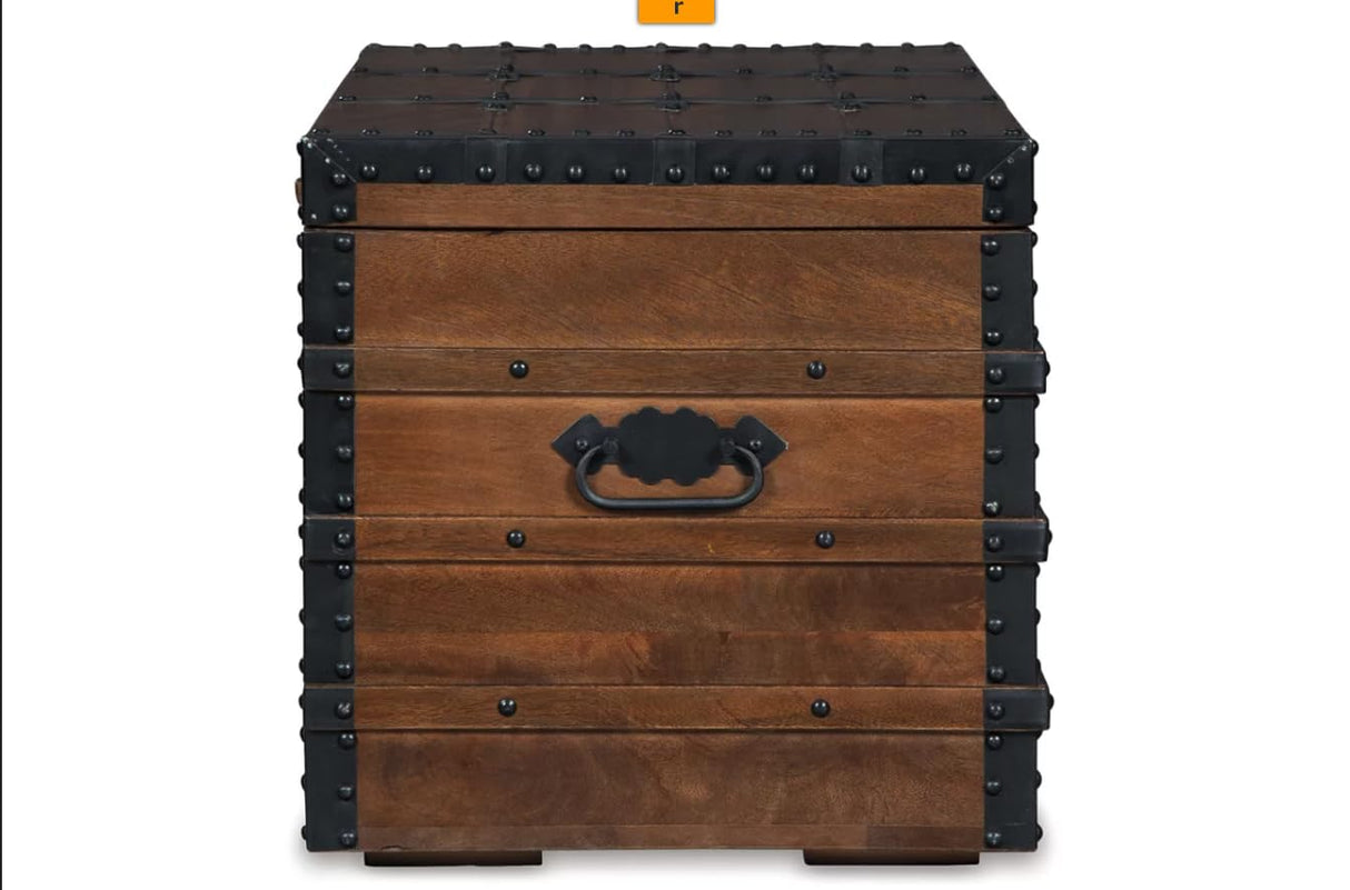 Signature Design by Ashley Kettleby Vintage Wood Storage Trunk or Coffee Table with Lift Top 19", Brown Signature Design by Ashley