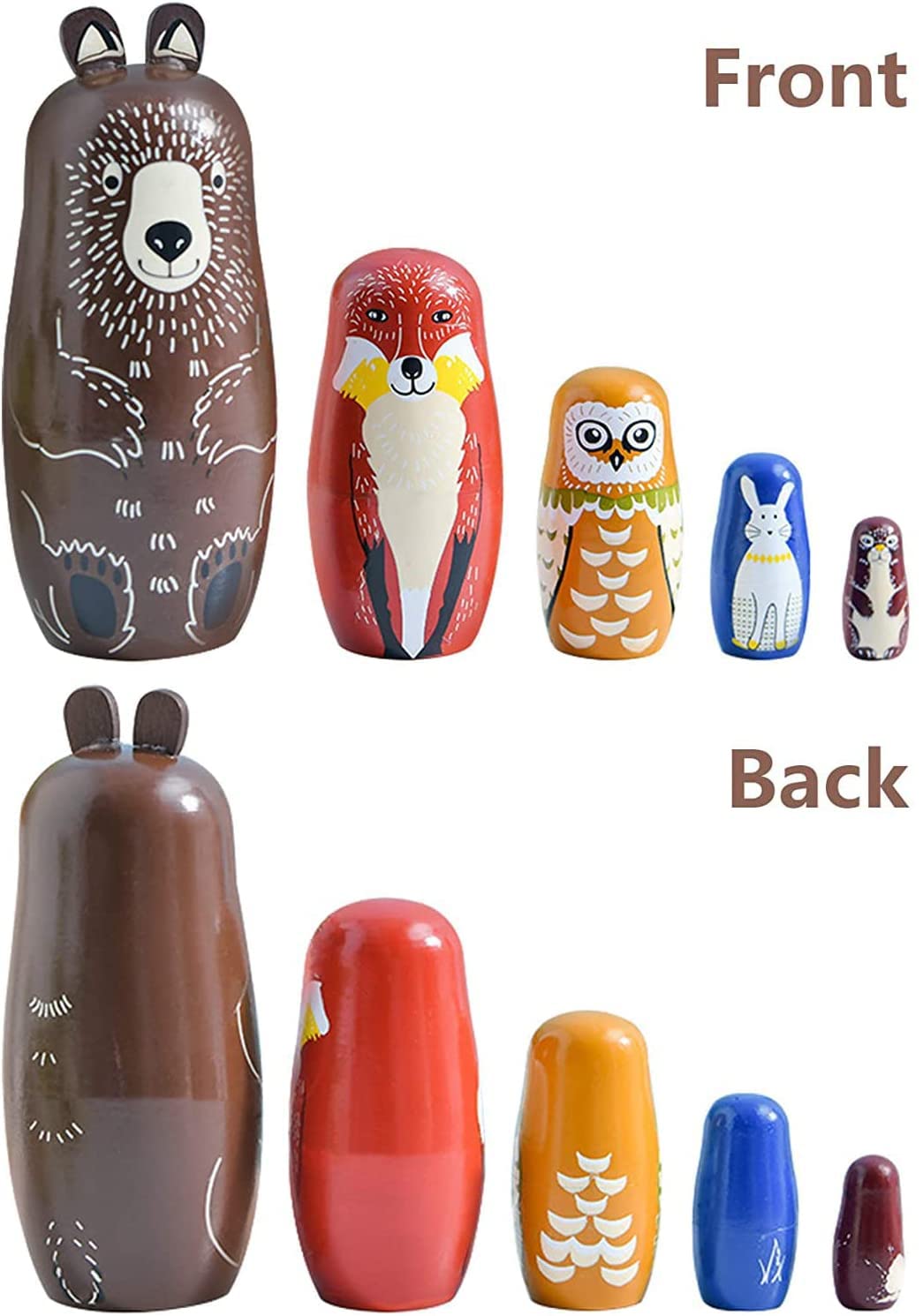 Maxshop Nesting Dolls for Kids - Russian Wooden Stacking Nested Set 5 Pieces Handmade Toys for Children Christmas Birthday Rome Decoration Halloween Wishing Gift (Captain Bear) Maxshop