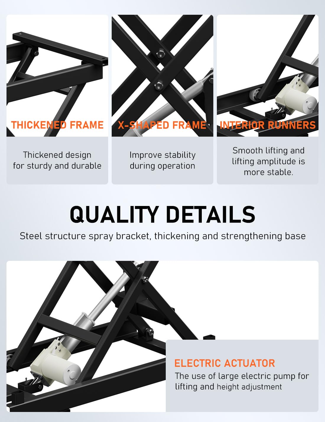 DIHOOL Electric Scissor Lift Table 350LB Load, 195-680MM Height Adjustable Electric Lifting Platform DIHOOL
