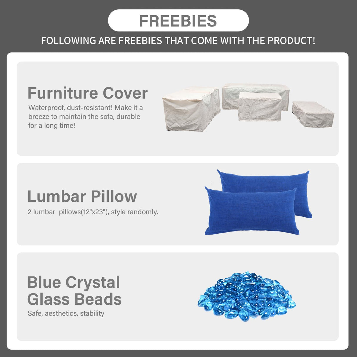 Rattaner Outdoor Patio Furniture 60000 BTU Outdoor Propane Fire Pit Table Patio Furniture Set 45" Outdoor Fire Pits 6 Pieces Patio Sofa Outdoor Chairs Anti-Slip Cushions Waterproof Covers, Royal Blue Rattaner