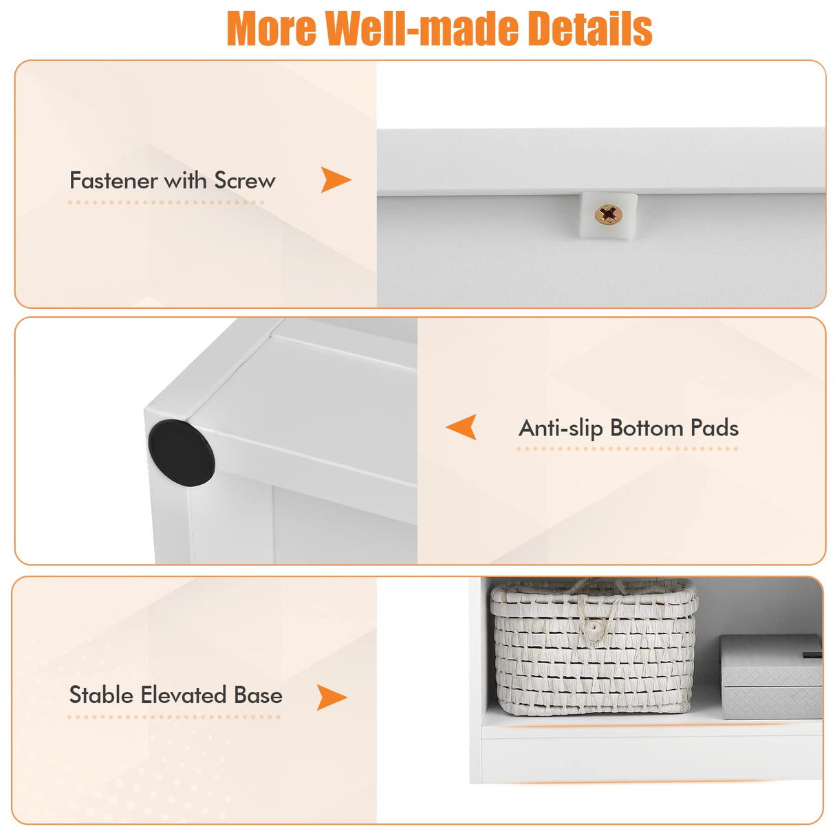 Giantex 3-Tier Modern White Cube Bookcase with Adjustable Shelves and Anti-Tipping Device Giantex