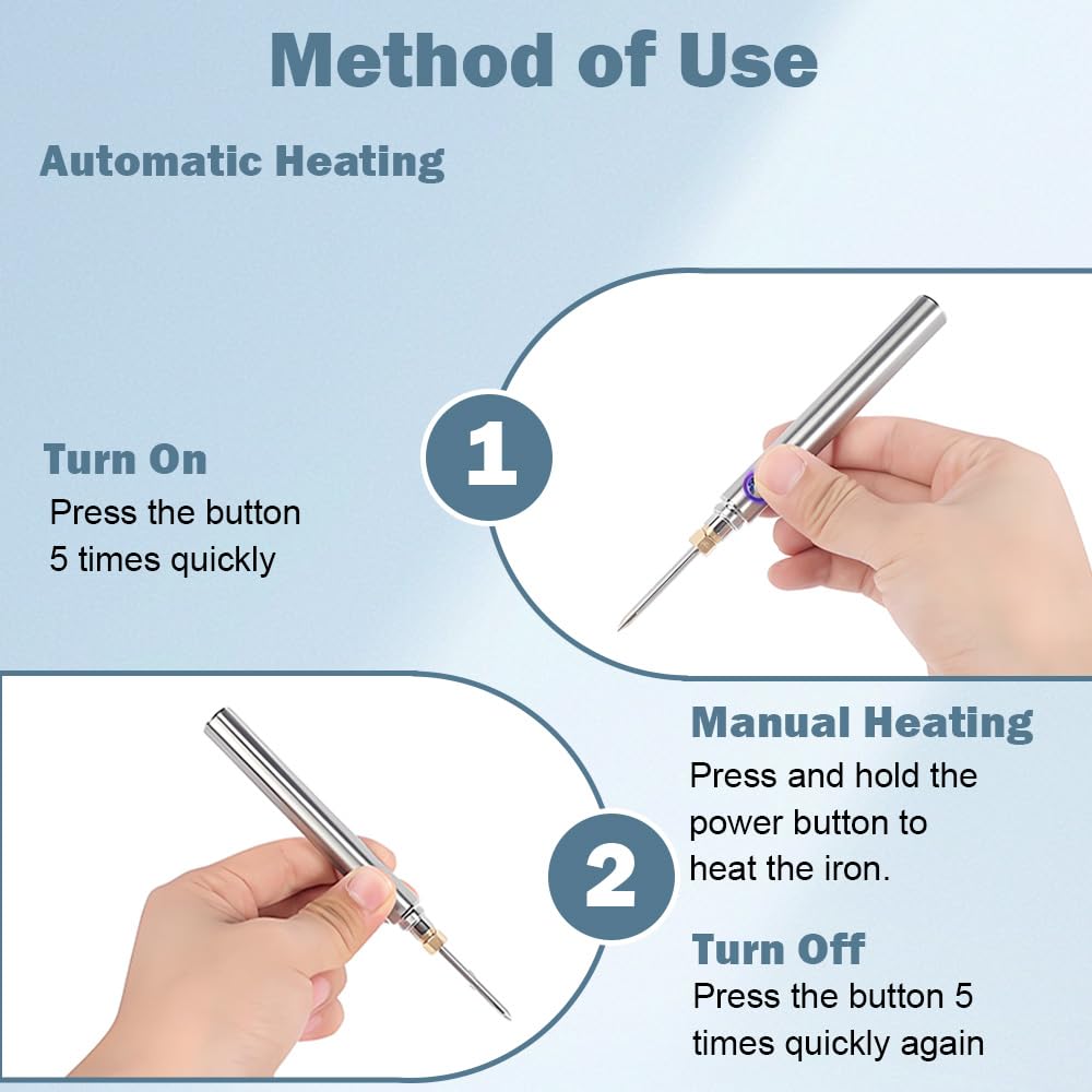 Cordless Soldering Iron Kit, MecRecare 1100 mAh Battery USB Wireless Rechargeable And Portable with Automatic Heating Mode for Appliance Repair,Circuit Board Soldering,DIY MecRecare