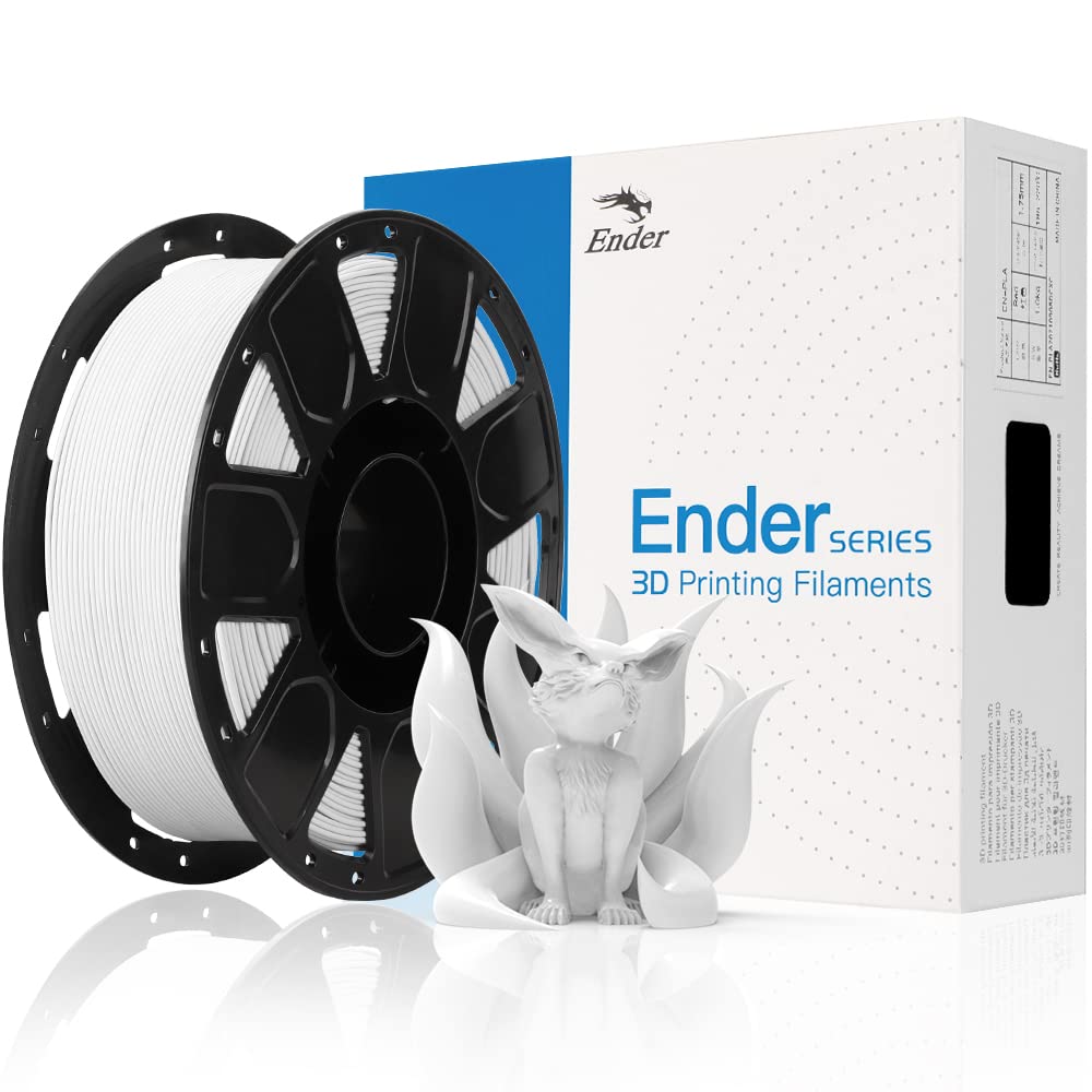 Official 3D Printer Filament Ender PLA Filament 1.75mm, No-Tangling, Strong Bonding and Overhang Performance Dimensional Accuracy +/-0.02mm, 2.2lbs/Spool(White) Creality