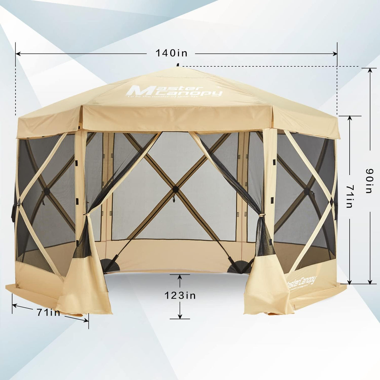 MASTERCANOPY Portable Screen House Room Pop up Gazebo Outdoor Camping Tent with Carry Bag(12x12, Beige) MASTERCANOPY